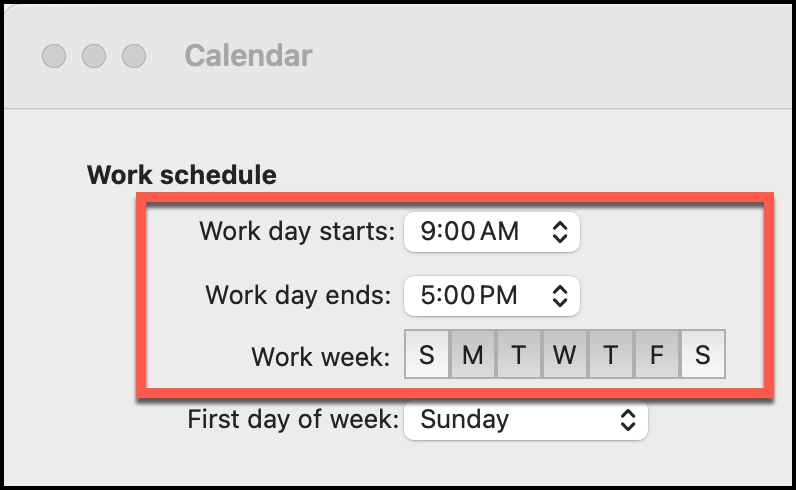 Calender Work Schedule