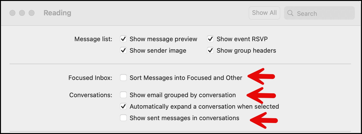 Outlook Focused Inbox Settings